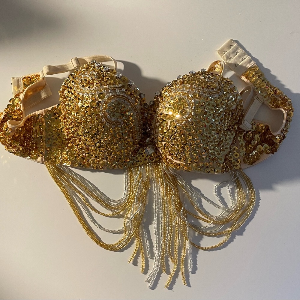 Golden belly dancer bra